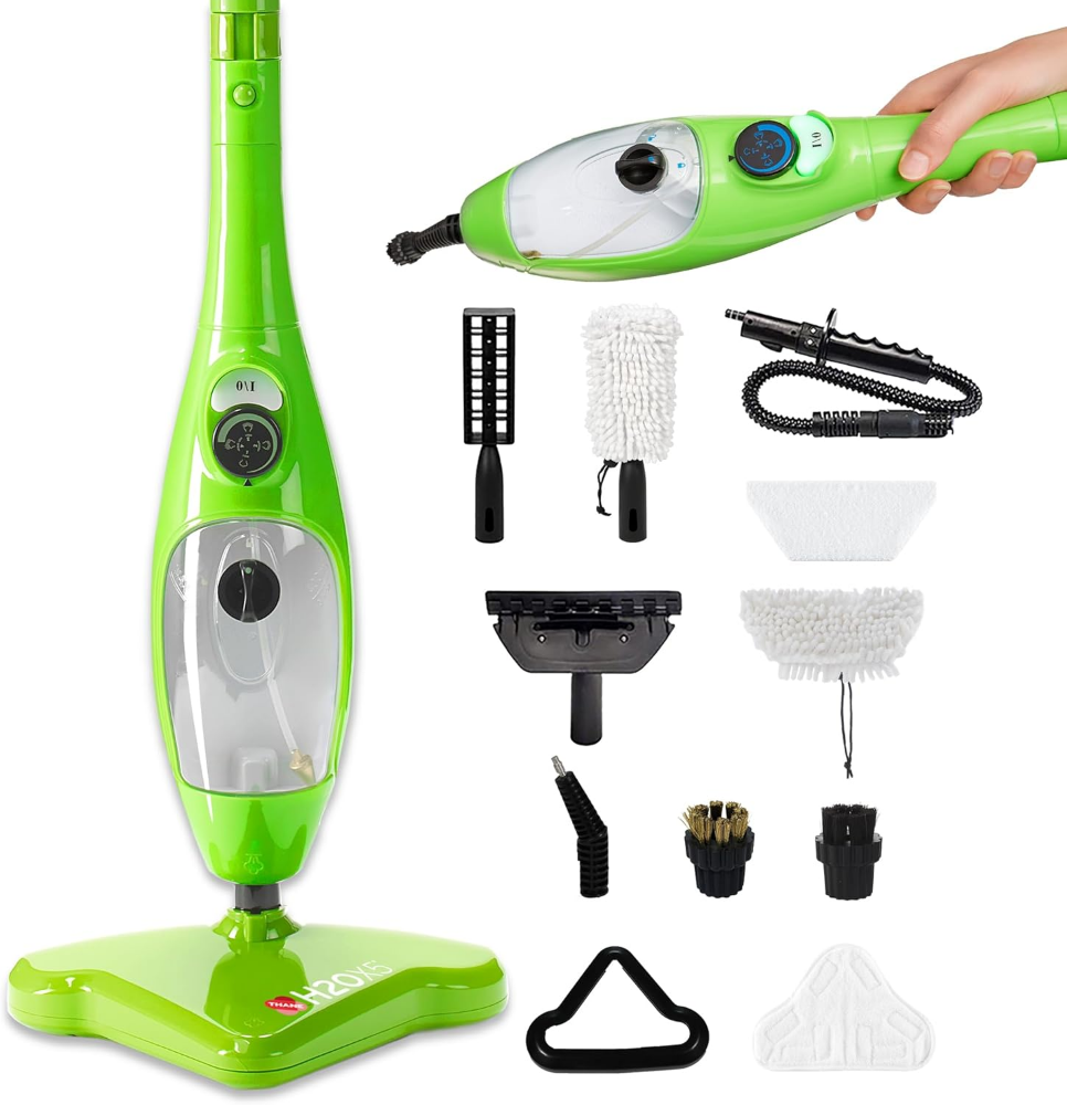 H2O Mopa de vapor X5 y limpiador de vapor de mano, Vaporizador de piso, limpiador de madera dura, azulejos y laminados, solo limpiador y mopa (incompleto)