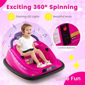 Coche chocador para niños pequeños, juguete eléctrico de 12V para montar con control remoto, vehículo a batería de carreras para bebé, rotación de 360 grados, luces LED intermitentes coloridas
