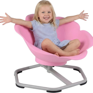 Olakids silla giratoria sensorial 360°, diseño tipo flor, base antideslizante y estructura estable para equilibrio y coordinación.