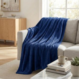 Manta de forro polar de 50 x 60 pulgadas, manta suave y transpirable para sofá, cama, silla, mantas de forro polar perfectas para el hogar, dormitorio o uso al aire libre, color azul