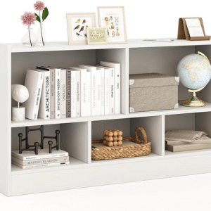 Estantería organizadora de 5 cubos, estantería horizontal de 2 niveles, estantes de madera para el hogar, oficina, aula, estantería baja debajo de la ventana