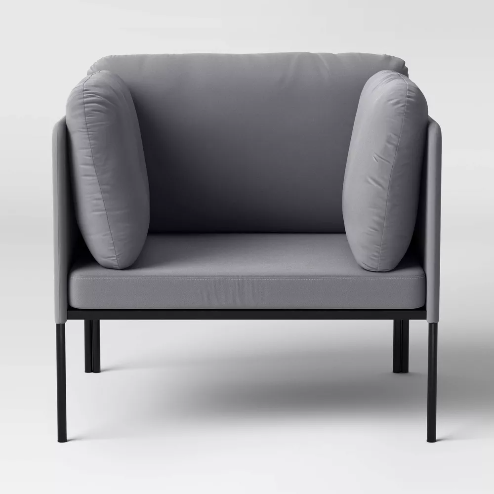 DESCRIPCION IA Silla , gris. Diseño moderno y compacto en tela de poliéster. Patas de madera robustas. Ideal para espacios reducidos aportando un estilo minimalista y confort - Imagen 2