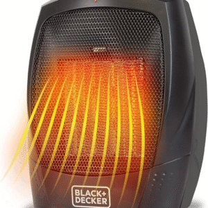 BLACK+DECKER BHDC201 Calentador personal de cerámica y ventilador, se adapta a tu escritorio de dormitorio u oficina, configúralo a baja temperatura (750 vatios) calor alto (1500 vatios), o ventilador