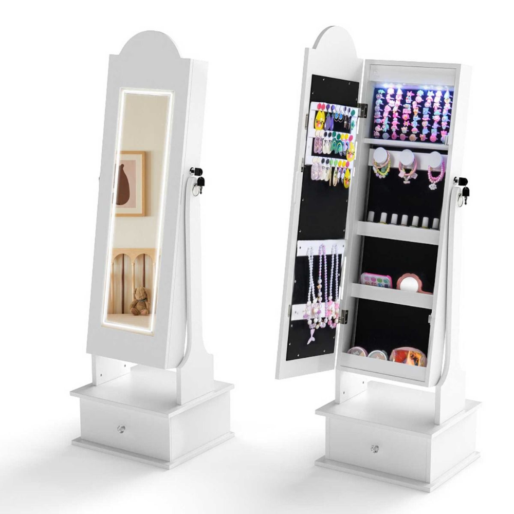 Armario joyero infantil Costway con diseño estilo princesa, ideal para dormitorio, cuarto de juegos o zona de tocador.