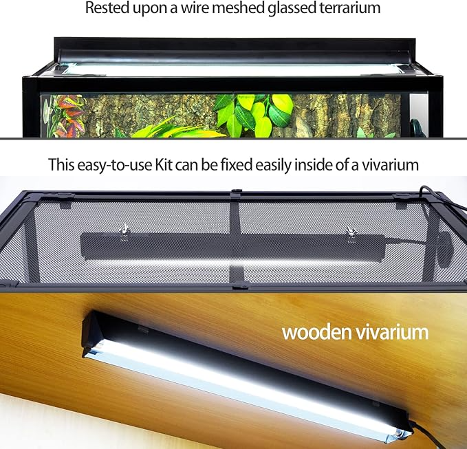 Lámpara UVB REPTI ZOO T5 HO de 24W, ideal para terrarios de reptiles tropicales. Incluye bombillo UVB 5.0 T5, reflector curvo desmontable y cable removible con interruptor. - Imagen 4