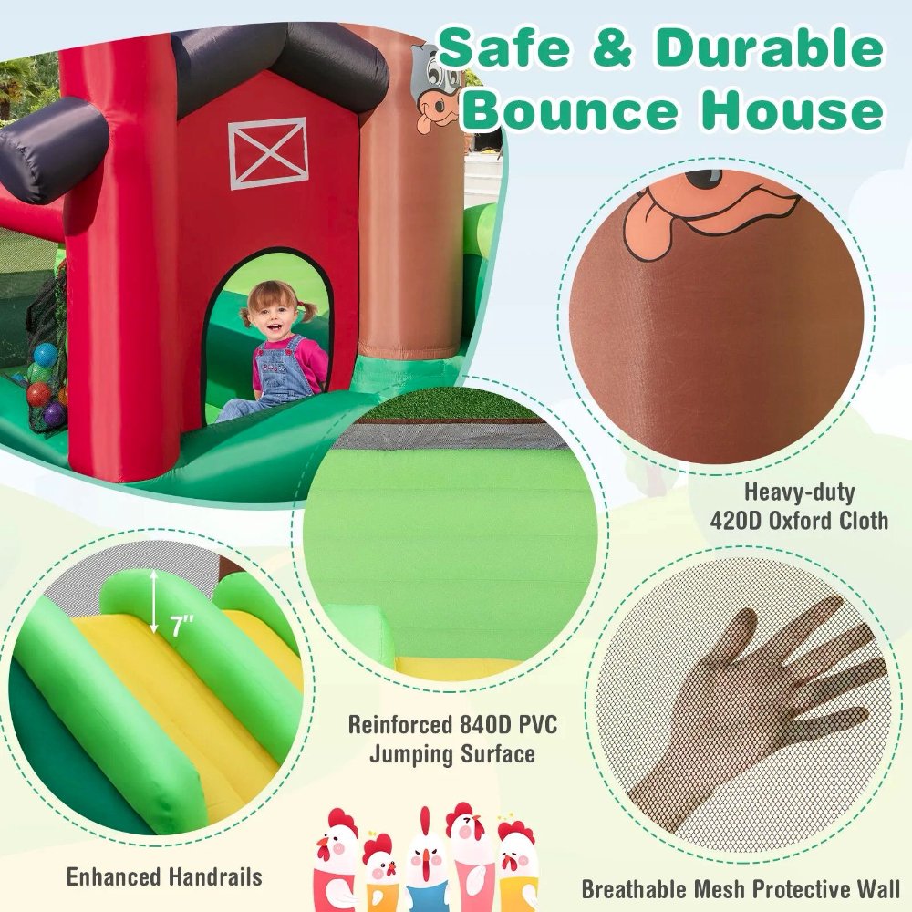 Laicejoy Castillo Inflable Granja para niños, con doble tobogán y soplador 750W, seguro y divertido para interiores y exteriores. - Imagen 2