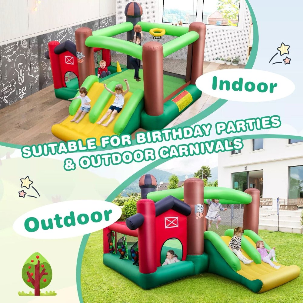 Laicejoy Castillo Inflable Granja para niños, con doble tobogán y soplador 750W, seguro y divertido para interiores y exteriores. - Imagen 4