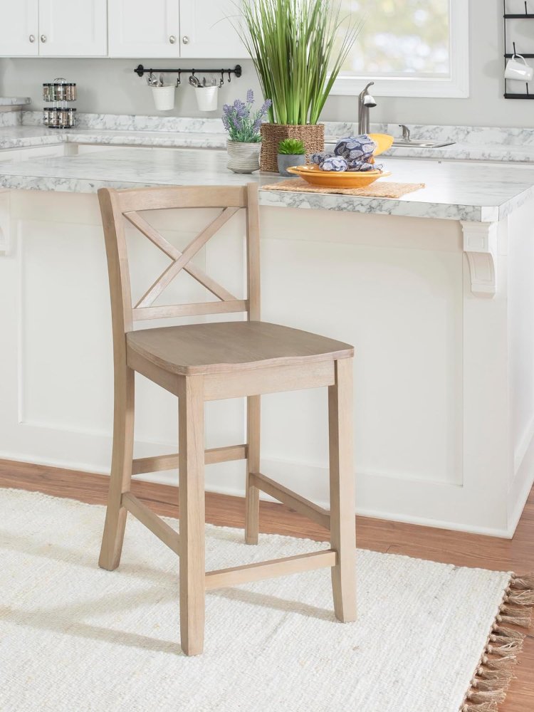 Taburete con una altura de asiento de 24 pulgadas diseño resistente y duradero, alturas de encimera, isla de cocina o pub de 35 a 39 pulgadas de alto. Límite de peso de 275 libras, acabado rústico.