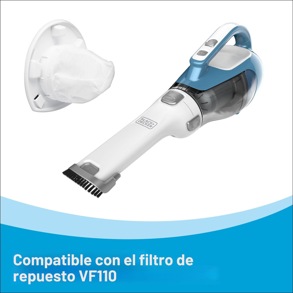 Aspiradora de mano inalámbrica Black+Decker CHV1410L azul/blanco, Elimina el pelo, la suciedad y los residuos de alfombras, interiores de automóviles, muebles y zonas de mucho tránsito. - Imagen 3