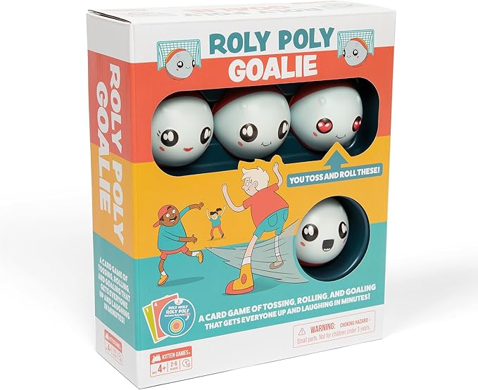 Exploding Kittens Roly Poly Goalie (2-6 jugadores) - Edades 4+ - 10 minutos de juego - Juego de cartas para niños - Juego de cartas familiar activo para la noche de juegos