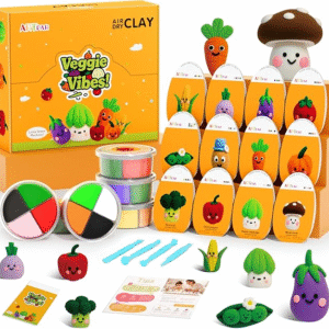 ARTPAR Kit de arcilla seca al aire para niños, juego de arcilla mágica para modelar vegetales, suave y no pegajosa con herramientas y tutoriales, actividades artísticas de bricolaje en el aula
