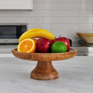 Mela Artisans Soporte de madera para tartas de 12 pulgadas, pedestal de madera de mango, acabado clásico, multiusos para cupcakes, postres, pasteles para decoración del hogar, mesa de comedor.