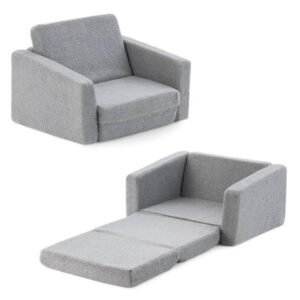 Sofá convertible 2 en 1 Honeyjoy para niños de 18-36 meses. De 24 in (60.9 cm) de largo, pasa de sillón a tumbona de 41.5 in (105.4 cm). Soporta 110 lb (49.8 kg).