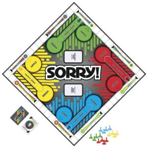 ¡Lo siento! Juego de mesa para niños a partir de 6 años; clásico juego de mesa de Hasbro; cada jugador tiene 4 peones.