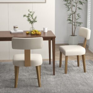 Juego de 2 sillas de comedor con respaldo curvo y asiento acolchado