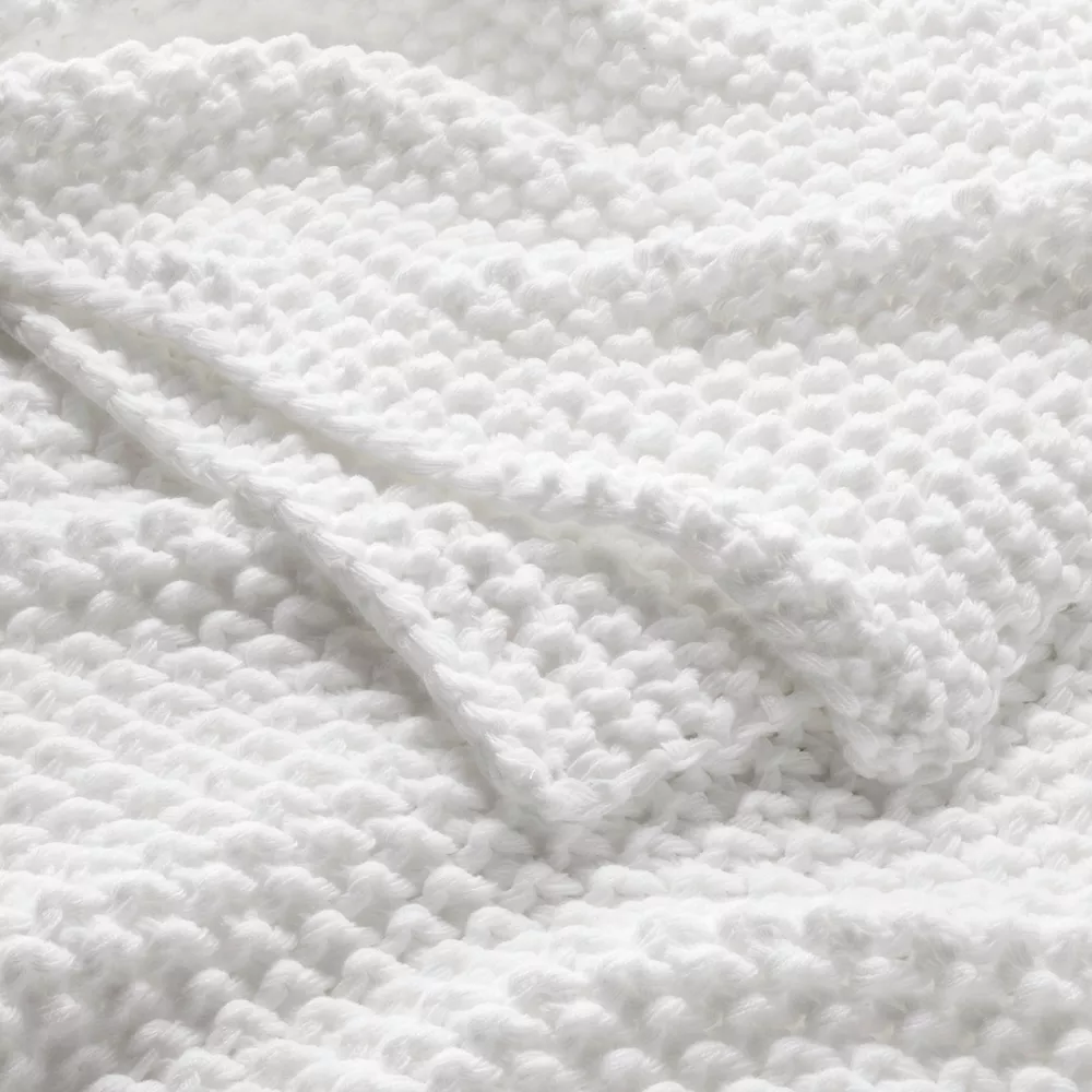 Manta de cama de punto grueso para cama matrimonial/Queen, color blanco - Casaluna?: Tejido de punto acrílico, lavable a máquina - Imagen 2