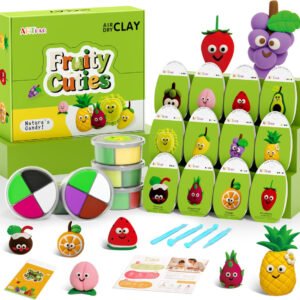 ARTPAR Kit arcilla seca al aire para niños, 12 arcilla de modelado de frutas, suave, no pegajosa con herramientas y tutoriales, para actividades artísticas en el aula, manualidades escolares y regalo