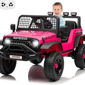 Vehículos eléctricos de 12 V para niños de más de 3 años, con control remoto, asiento extra ancho y espacio para las piernas para niños pequeños, cinturón de seguridad, 3 velocidades, luz LED