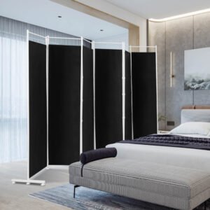 Costway separador de ambientes negro de 6 paneles, 1.83 m de alto, plegable y con base de acero. Ideal para privacidad en casa u oficina.