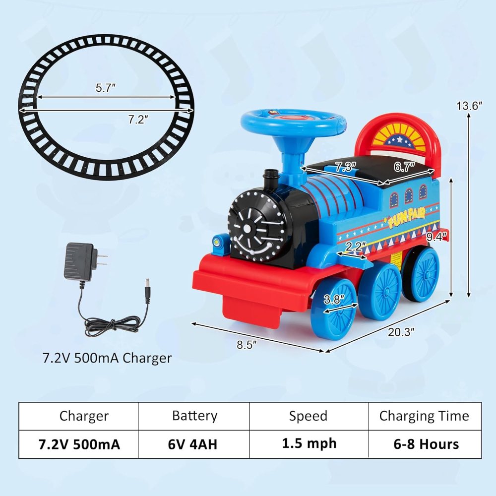 Juguetes para montar, tren eléctrico de 6V para montar con rieles, asiento con almacenamiento, luz y música, respaldo, dispositivo anti inclinación, para niños pequeños y niñas - Imagen 5