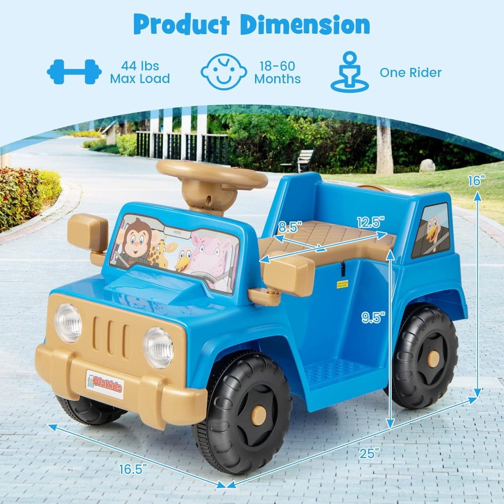 Coche eléctrico para niños OLAKIDS, 1.6 mph, bocina, portavasos, almacenamiento, para exteriores, 18+ meses - Imagen 3