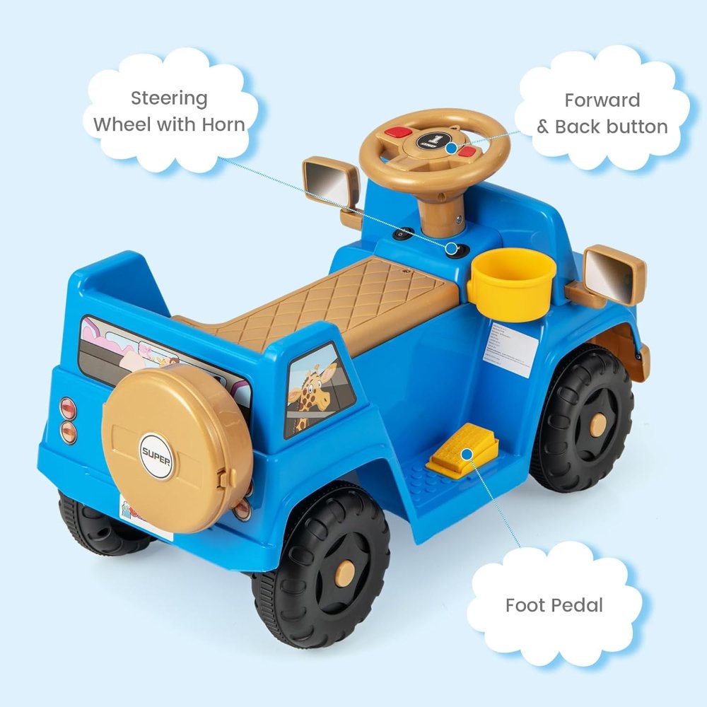 Coche eléctrico para niños OLAKIDS, 1.6 mph, bocina, portavasos, almacenamiento, para exteriores, 18+ meses - Imagen 5