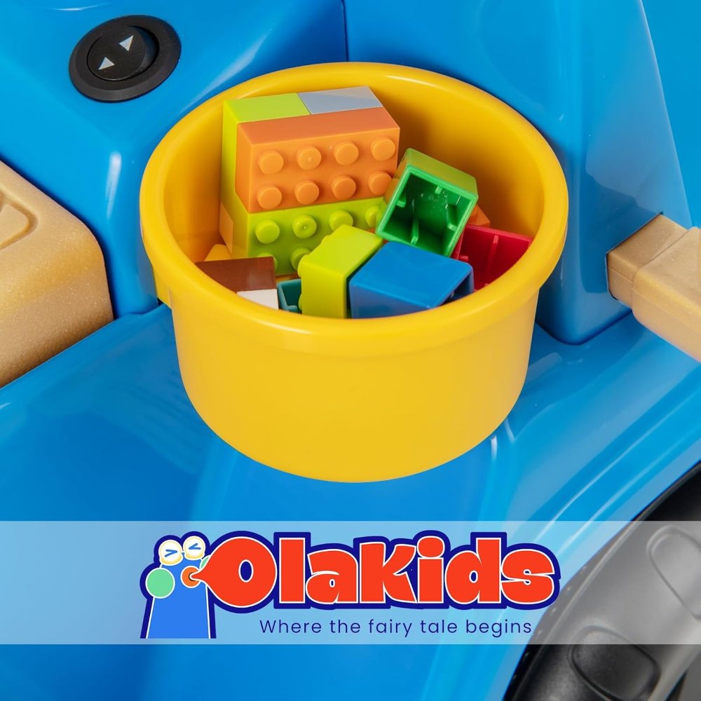 Coche eléctrico para niños OLAKIDS, 1.6 mph, bocina, portavasos, almacenamiento, para exteriores, 18+ meses - Imagen 6