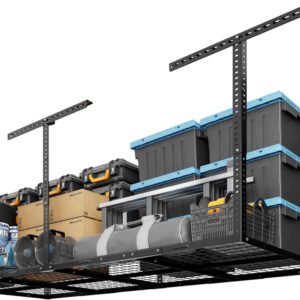 Estante de almacenamiento de techo para garaje FLEXIMOUNTS, 3x8, metal resistente, capacidad de 750 libras, negro, serie clásica
