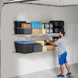 Estante de almacenamiento para garaje, 2 unidades de 2 x 6 pies, blanco, montaje en pared, robusto, para cocina