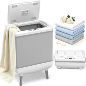 Calentador de toallas para baño Electactic, 35L plegable, modos de calentamiento y secado rápido, para 3 toallas grandes o 2 albornoces, con ganchos extraíbles y temporizador de 24h, para hogar y spa