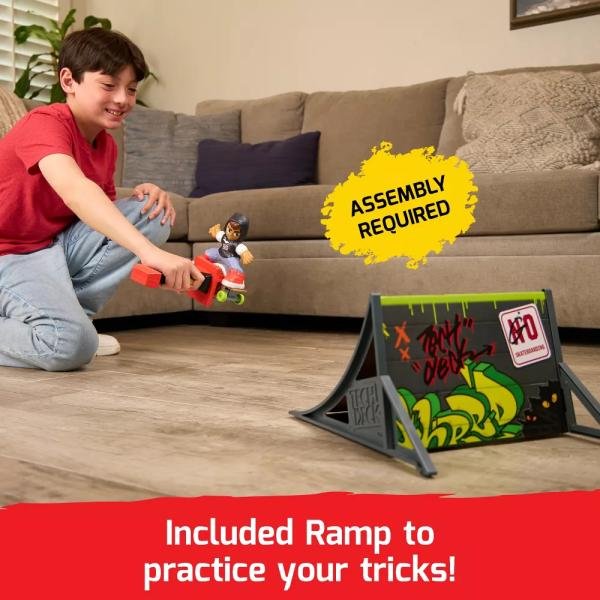 Tech Deck Shred N' Blast Sk8board con rampa, para hacer grandes acrobacias aéreas, para niños a partir de 6 años - Imagen 3