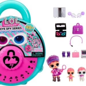 Muñeca LOL Surprise Eye Spy Series Ultimate Unboxing, con 40+ sorpresas, incluye 3 muñecas exclusivas (1 Tot, 1 Baby Sister, 1 mascota), diseño de candado grande, para niños a partir de 6 años