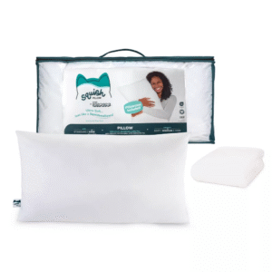 Almohada SquishPillow King mediana, firmeza media, con funda de algodón orgánico, para dormir boca arriba, incluye funda de almohada, para hogar y viajes