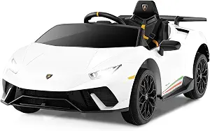 Coche eléctrico infantil Lamborghini Huracán 12V, 2 velocidades, control remoto, suspensión, música, Bluetooth, USB, FM, para niños de 3 a 8 años, 45 minutos de autonomía