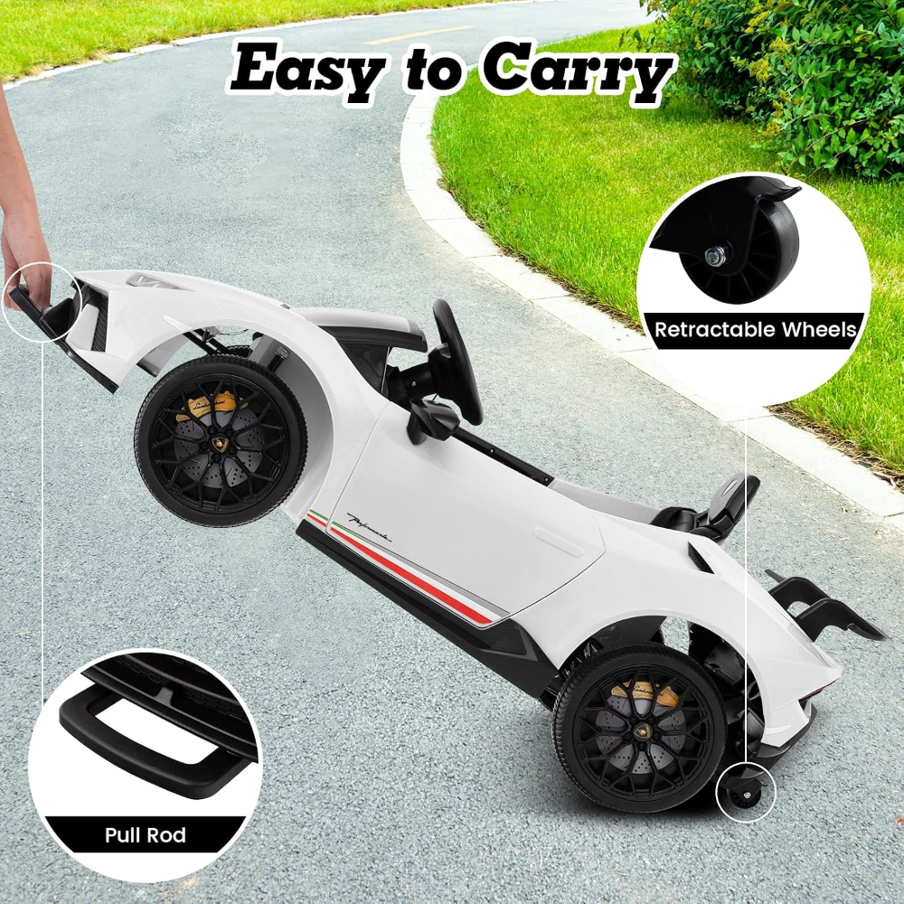 Coche eléctrico infantil Lamborghini Huracán 12V, 2 velocidades, control remoto, suspensión, música, Bluetooth, USB, FM, para niños de 3 a 8 años, 45 minutos de autonomía - Imagen 6