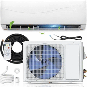 Aire acondicionado y calefacción SIMOE Mini Split 9000BTU, 17 SEER2, con inversor de eficiencia energética, sin conductos, bomba de calor, para pared, para hogar y fiesta