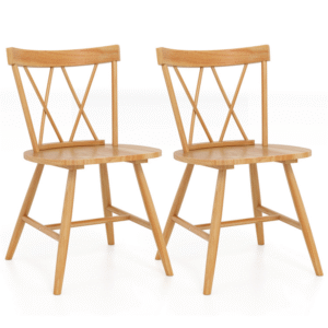 Sillas de comedor estilo granja, juego de 2, con marco de madera de caucho, para cocina y hogar