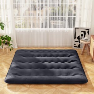 Colchón futón plegable con funda lavable y esterilla, tamaño King, portátil, para hogar y viajes