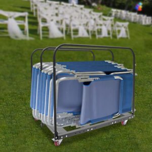 Carrito de mesa plegable, 10 mesas, con ruedas giratorias, marco de metal, para hotel, acero aleado, resistente, 99x114.5x85 centímetros