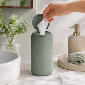 Dispensador de toallitas húmedas recargables Biom, origen vegetal, color verde eucalipto, para hogar
