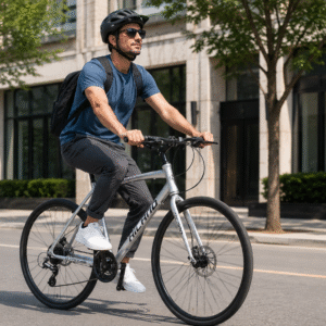 Bicicleta híbrida HH HILAND  para adulto, de carretera, 24 velocidades, freno de disco en ambas ruedas, ruedas 700C (53 cm), aluminio, para adultos, plateada 20.9 in